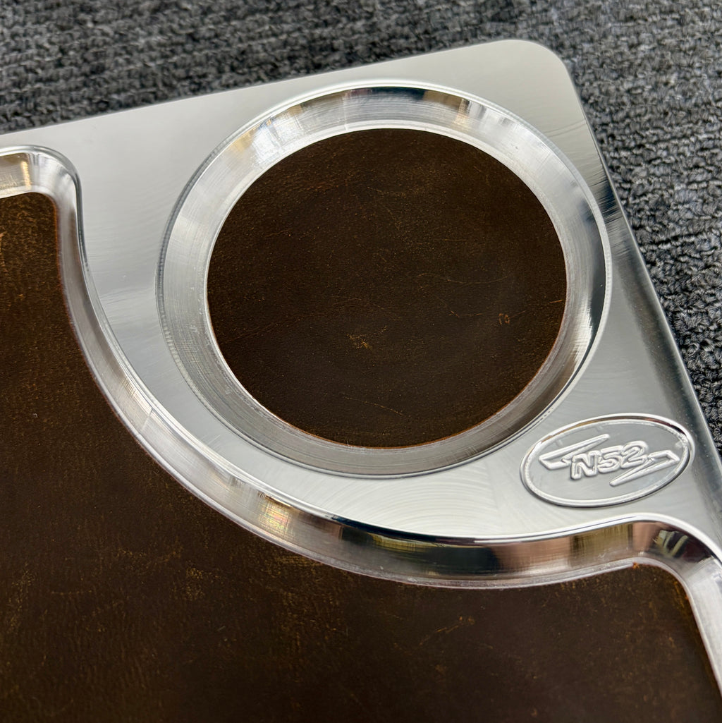 N52 Valet Tray P-108 — Polished Billet Aluminum — 10" x 8" — Leather Liner — Made in USA